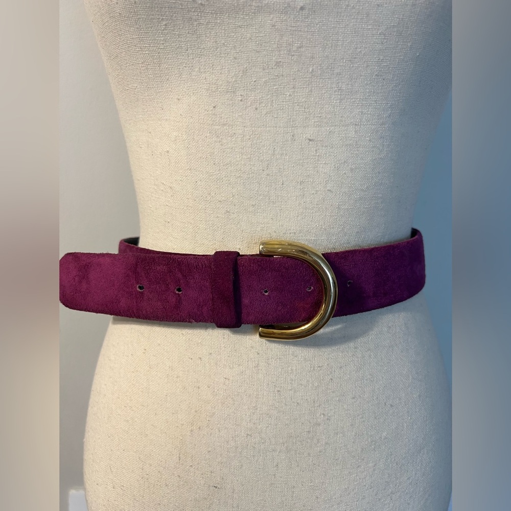Echo Women's Purple Suede Belt with Gold D-Ring Buckle